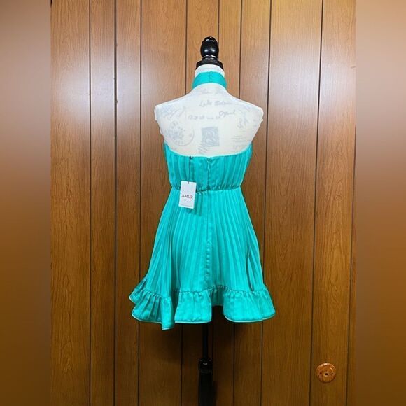 Amur  Amiri Pleated Halter Minidress size 2 - Picture 8 of 13
